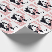 Retro golfkar in zwart & roze cadeaupapier (Hoek)
