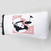 Retro golfkar in zwart & roze golfheadcover (Voorkant)