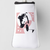 Retro golfkar in zwart & roze golfheadcover (Draai 90)