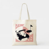 Retro golfkar in zwart & roze tote bag (Achterkant)
