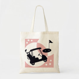 Retro golfkar in zwart & roze tote bag