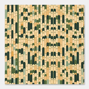 Retro golfpatroon in aards groen en beige behang