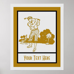 Retro  golfspel deco sjabloon poster