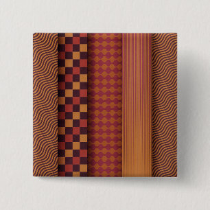 Retro golven en geometrisch midden-eeuws patroon vierkante button 5,1 cm