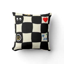 Retro golvend schaakbordpatroon met Doodle-icoontj