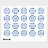 Retro golvende blauwe curvegrens Dank u Ronde Sticker (Vel)