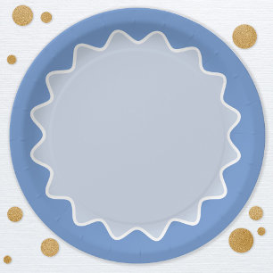 Retro golvende curve rand blauw papieren bordje
