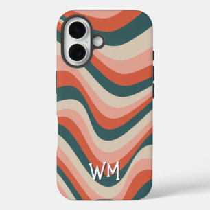Retro golvende kleurrijke streep groovy patroon mo iPhone 16 hoesje