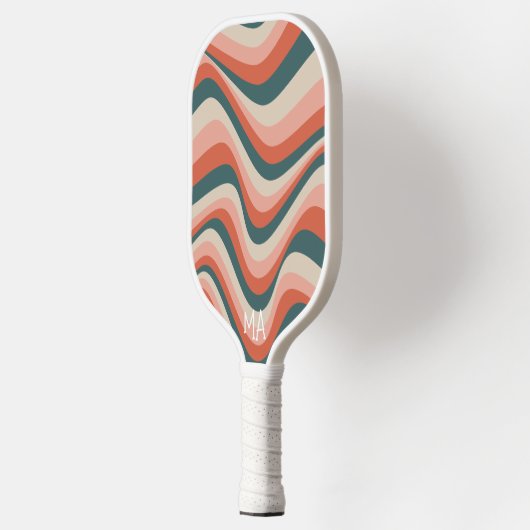 Retro golvende kleurrijke streep groovy patroon mo pickleball paddle (Links)