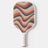 Retro golvende kleurrijke streep groovy patroon mo pickleball paddle (Achterkant)