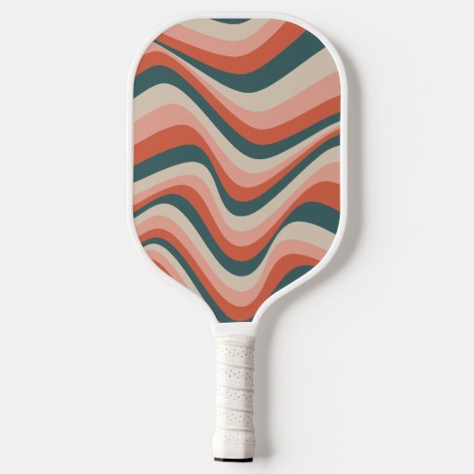 Retro golvende kleurrijke streep groovy patroon mo pickleball paddle (Achterkant)