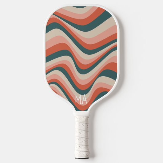 Retro golvende kleurrijke streep groovy patroon mo pickleball paddle (Voorkant)