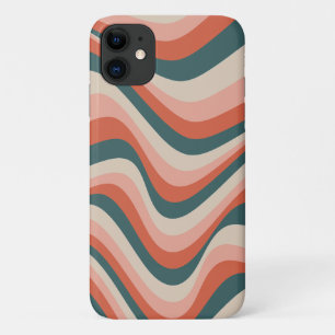Retro golvende kleurrijke streep patroon iPhone 11 hoesje
