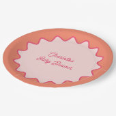 Retro golvende rand roze Sinaasappel curve Baby sh Papieren Bordje (Gekanteld)