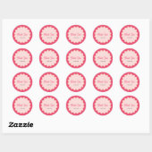 Retro golvende roze curve Dank u Ronde Sticker (Vel)