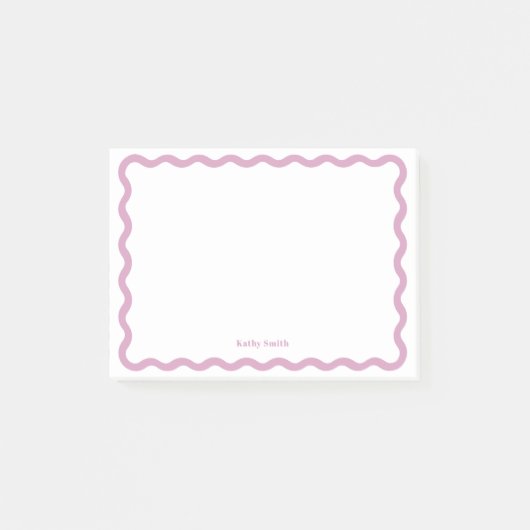 Retro golvende roze eenvoudige gepersonaliseerde b post-it® notes (Voorkant)