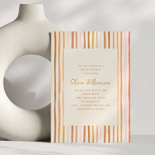 Retro golvende strepen mosterd blush bruiloftsborr kaart