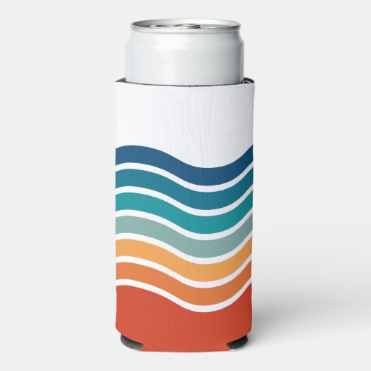 Retro golvende strepen patroon met uw monogram (Seltzer Achterkant)