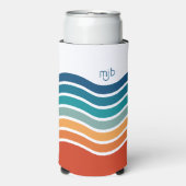 Retro golvende strepen patroon met uw monogram (Seltzer Voorkant)