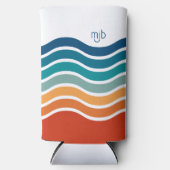 Retro golvende strepen patroon met uw monogram (Voorkant)