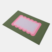 Retro golvende vorm groen en roze deurmat (Schuin)