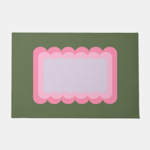 Retro golvende vorm groen en roze deurmat