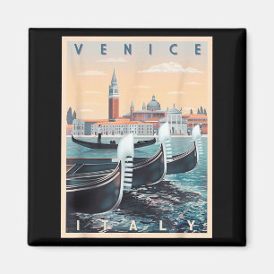 Retro gondelboten met Veneziaanse skyline Italië Magneet
