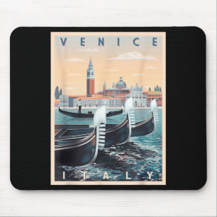Retro gondelboten met Veneziaanse skyline Italië Muismat