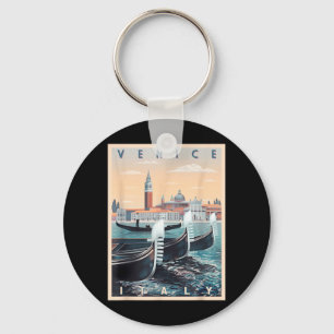 Retro gondelboten met Veneziaanse skyline Italië Sleutelhanger