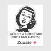 Retro Good Girl Vinyl Sticker (Vel)