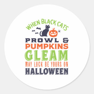  Retro Good Luck Halloween Quote en Poem Ronde Sticker