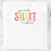 Retro Good Shift Vibes Nurse Ovale Sticker (Tas)
