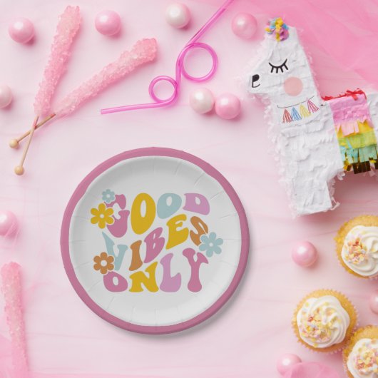 Retro Good Vibes only 60s Quote Pastel Paper Bord (Feest)