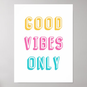 Retro Good Vibes Only Colorful Typografie Poster