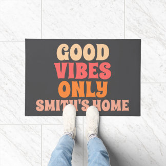 Retro Good Vibes Only Personaliseer Naam Deurmat