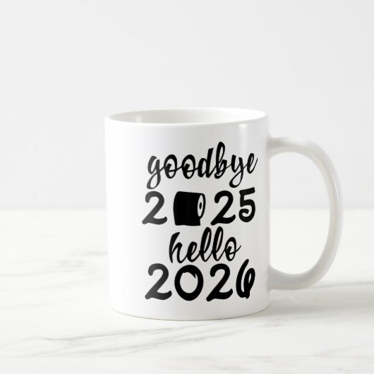 Retro Goodbye 2025 Hello 2026 Happy New Year Party Koffiemok (Rechts)