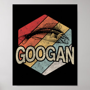 Retro Googan Vis Vissen Vintage Zonsondergang Grap Poster