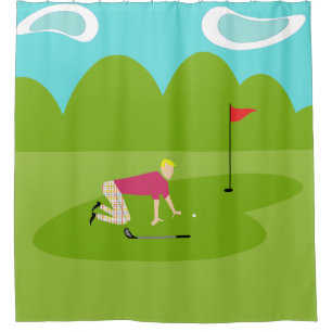 Retro Gordijn van de Douche van de Golfspeler