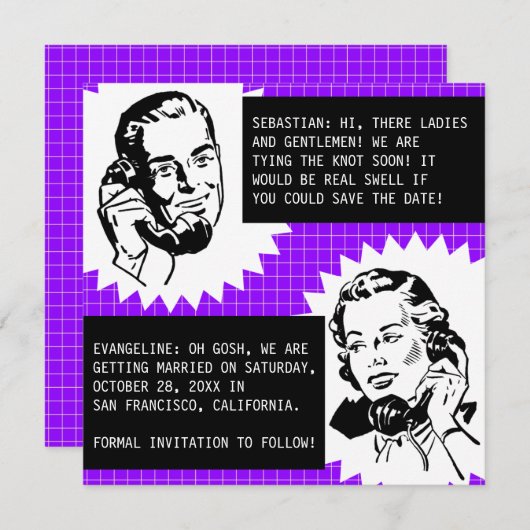 Retro Gossip Couple Enregistrer les cartes de date (Devant / Derrière)