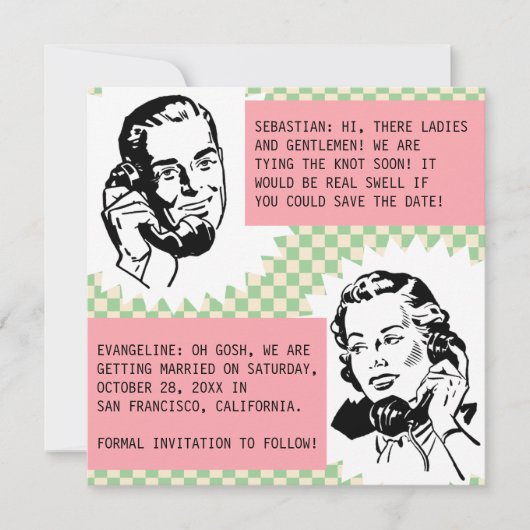 Retro Gossip Couple Enregistrer les cartes de date (Devant)