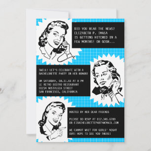 Retro Gossip Gals Bachelorette Party Kaart