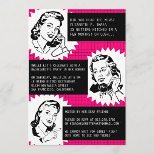 Retro Gossip Gals Bachelorette Party Kaart