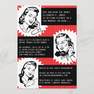 Retro Gossip Gals Bridal Shower Invitations Kaart