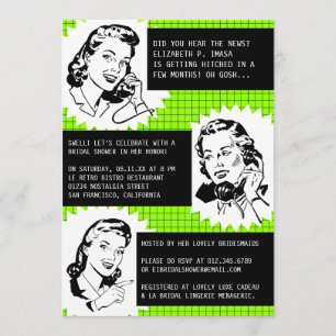Retro Gossip Gals Bridal Shower Invitations Kaart