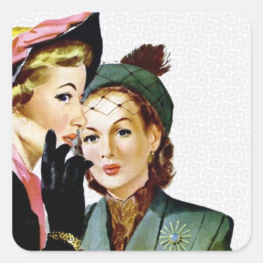 Retro Gossip Vierkante Sticker (Voorkant)