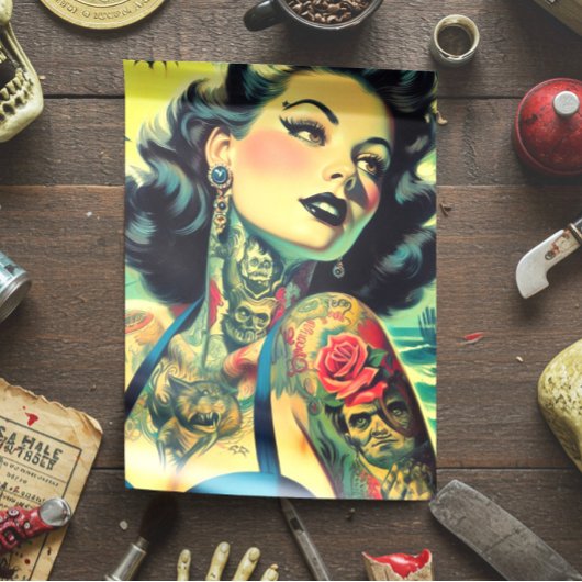 Retro Goth Pin-up Tissuepapier