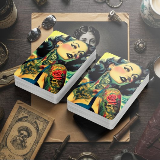 Retro Goth Pinup Pokerkaarten