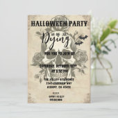 Retro  Gothic Dode Schedel Roos Halloween Party Kaart (Staand voorkant)