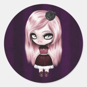 Retro Gothic Gothic Doll Ronde Sticker