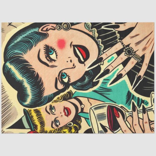 Retro Gothic Halloween Meisjes Strips Tissuepapier (Voorkant)